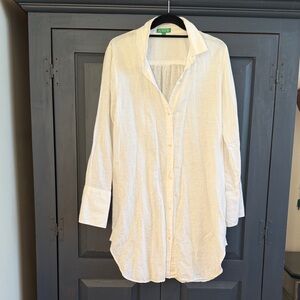 J. Crew Classic White Linen Shirt Dress